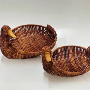 Handicraft - Pair of Duck-Head Storage Baskets Made of Rattan